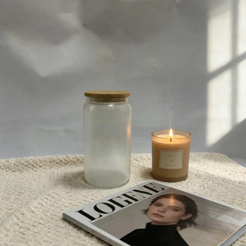 Borosilicate Glass Can Tumblers With Bamboo Lids