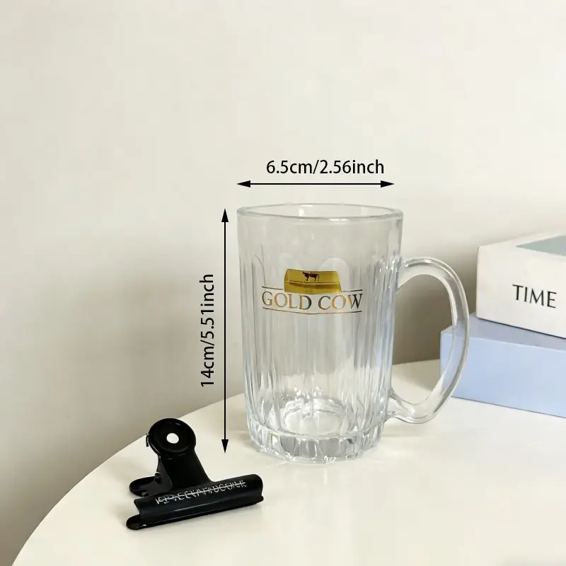 धारीदार बनावट ग्लास बियर मग